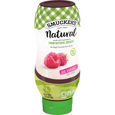 Smuckers Natural Red Raspberry Fruit Spread, 19 Ounce -- 12 per case.