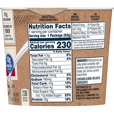 Quaker® OATMEAL CRANBERRY ALMOND PROTEIN