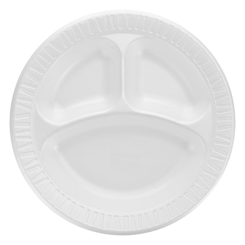 Plate Foam Laminated White 3-compartment 10.25