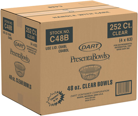 PresentaBowls® BOWL PLASTIC CLEAR 48 OZ