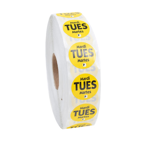 DateIt™ LABEL PERMANENT CIRCLE YELLOW TUESDAY .75