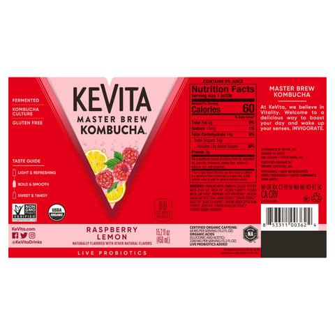 Kevita DRINK KOMBUCHA RASPBERRY LEMON
