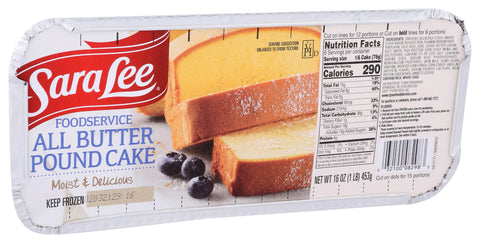 Sara Lee Large Pound Cake, 10 inch -- 12 per case.