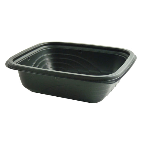 Anchor Packaging MicroRaves Wave Polypropylene Black Rectangular Container, 16 Ounce Capacity -- 756 per case