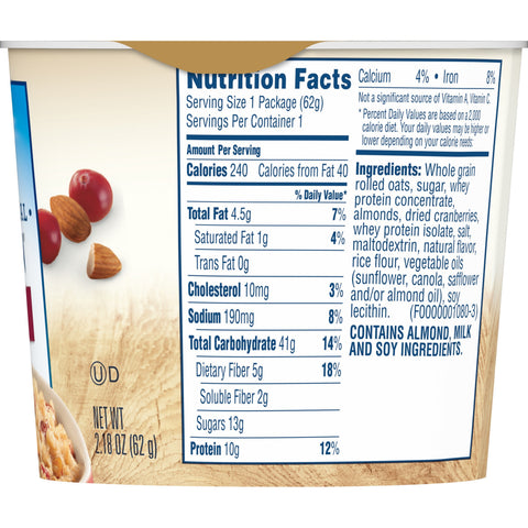 Quaker® OATMEAL CRANBERRY ALMOND PROTEIN