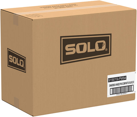 Solo Creative Carryouts BoxLine Black Polystyrene 3 Compartment Hinged Container, 11.5 x 8.1 x 3 inch -- 100 per case