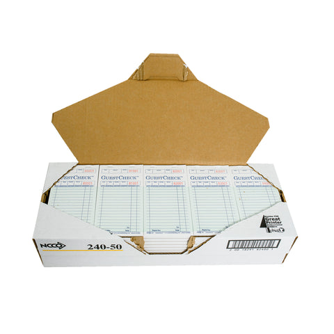 Guestcheck Paper - 1Part, White Bond/Blue, 15 Line, 3.5 X 6.75 Inch, 100 Checks Per Book -- 10000 Per Case.