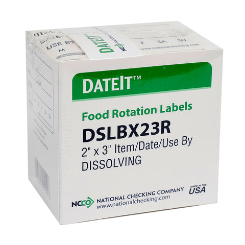 DateIt™ LABEL SHELF LIFE DISSOLVING RECTANGLE 2X3