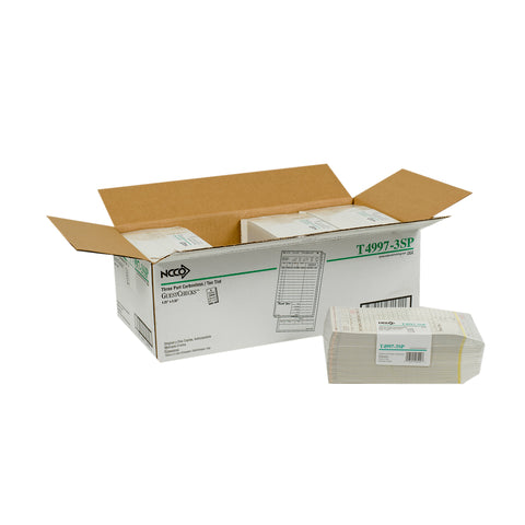 National Checking Company Carbonless Guest Check Board - 3 Part Tan, 15 Line, 4.20 x 8.5 inch -- 2000 per case.