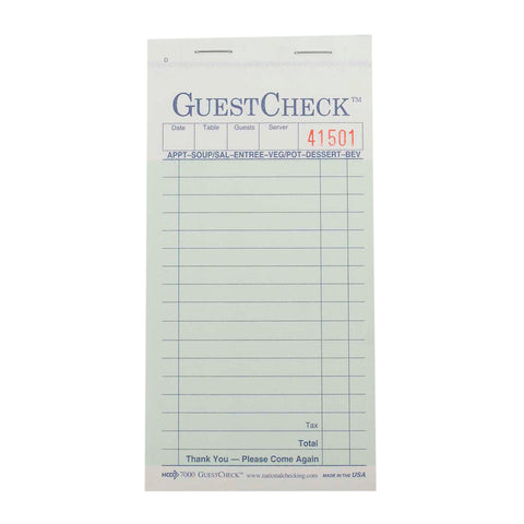 Guest Check 2 Part Carbonless 17x13 Line