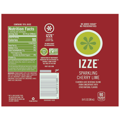 Izze JUICE CHERRY LIME SPARKLNG CAN
