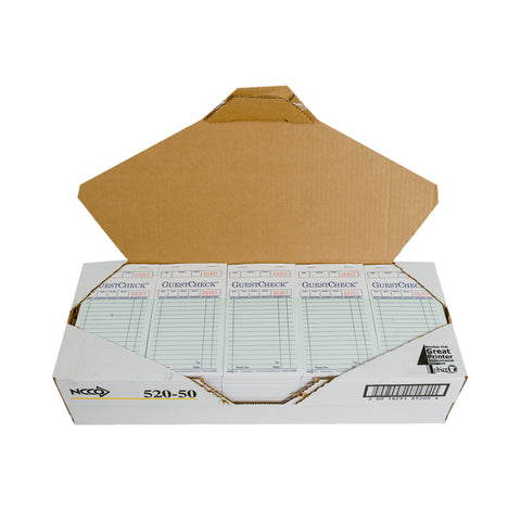 Guestcheck Board - 1Part, Green, 19 Line, 3.5 X 6.75 Inch, 50 Checks Per Book -- 2500 Per Case.