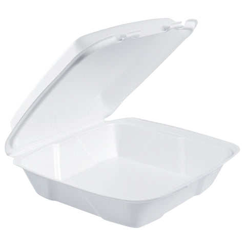 Container Foam White Large 1-compartment Hinged Lid 9.4x9