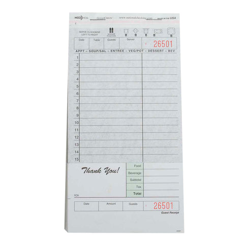 National Checking Company Carbon Backed Guest Check Board - 2 Part Green, 15 Line, 4.20 x 8.25 inch -- 2500 per case.
