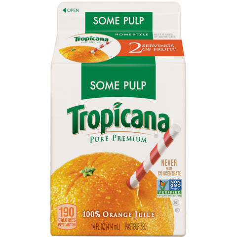 Tropicana Pure Premium JUICE ORANGE HOMESTYLE PURE PREMIUM SINGLE SERVE CARTON
