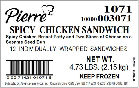 Sandwich Chicken Breast Spicy Jumbo 6.3 Oz 1071