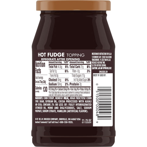 Smuckers Hot Fudge Topping, 11.75 Ounce -- 12 per case.