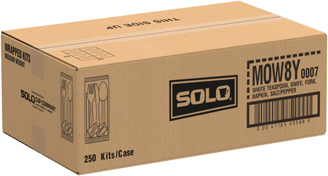 Solo® Regal™ CUTLERY KIT MEDIUM WEIGHT WHITE K-F-S NAPKIN 9X13 S&P PP