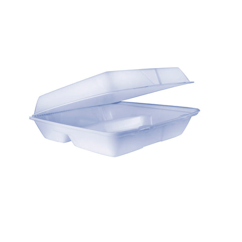 Dart Performer® CONTAINER FOAM WHITE HINGED 3-COMPARTMENT 9X9X3