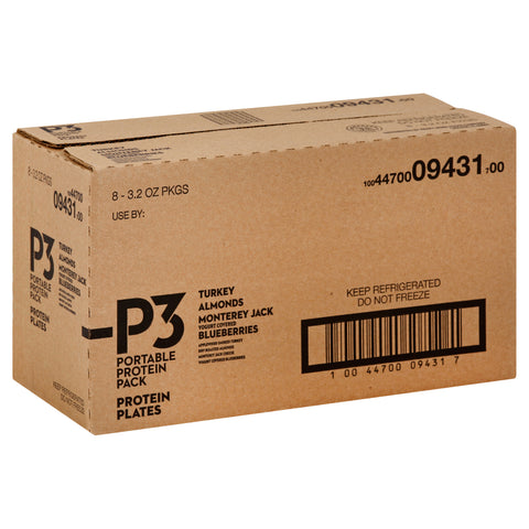 Oscar Mayer P3 Turkey, Almond, Monterey Jack and Yogurt Covered Blueberries Portable Protein Pack, 3.2 ounce -- 8 per case