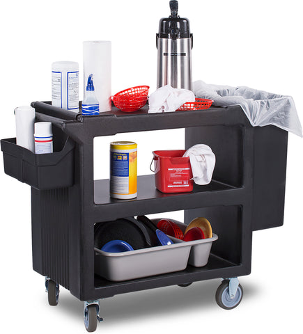 Carlisle SERVICE CART PLASTIC 3 SHELF BLACK 33X20