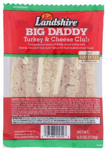 Landshire Big Daddy® SANDWICH TURKEY & CHEESE CLUB 6 OZ 10000001452