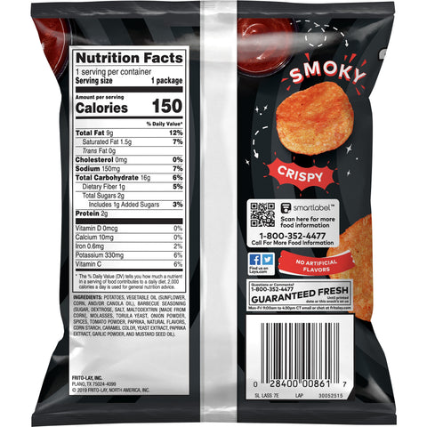 Lays BBQ Potato Chips Single Serve, 1 Ounce -- 104 per case.