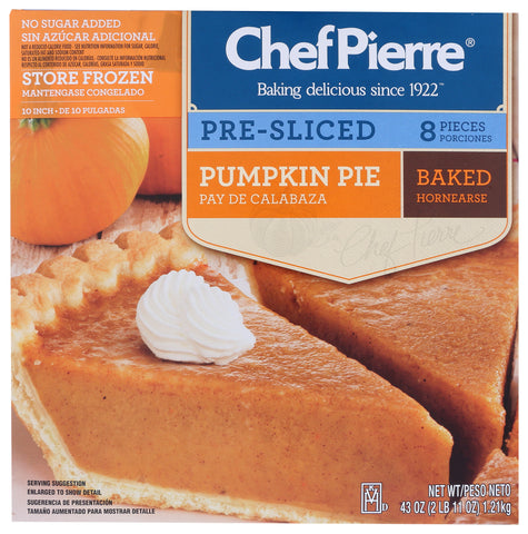 Chef Pierre Pre Sliced Pre Baked Pumpkin Pie -- 6 per case.