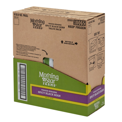 Morningstar Farms Spicy Black Bean Veggie Burgers, 18.9 Ounce -- 5 per case.