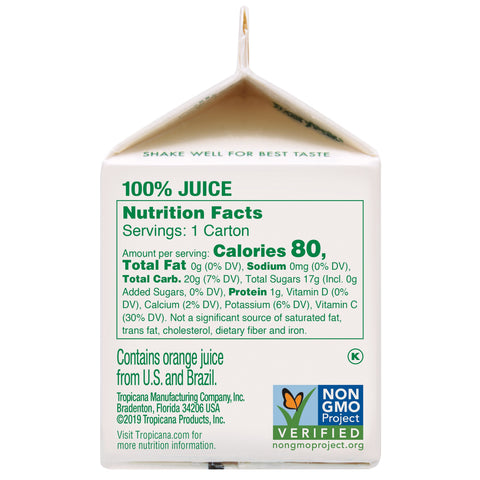 Tropicana Pure Premium JUICE ORANGE 100% SINGLE SERVE CARTON