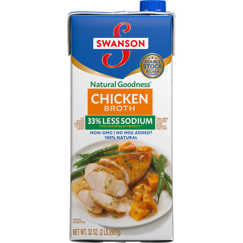 Swanson Natural Goodness Chicken Broth, 32 Ounce -- 12 per case.