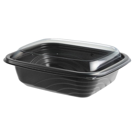 MicroRaves® CONTAINER PLASTIC W/ LID PET MICRORAVE BLACK 6.7X5.8X2.4 16 OZ CDM616/LC600