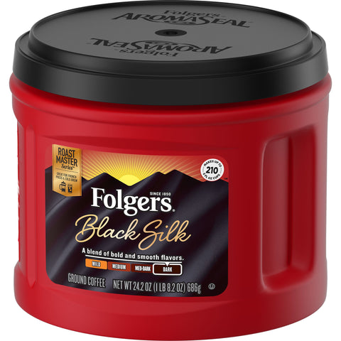 Folgers® COFFEE CAFFEINATED GROUND BLACK SILK CANISTER