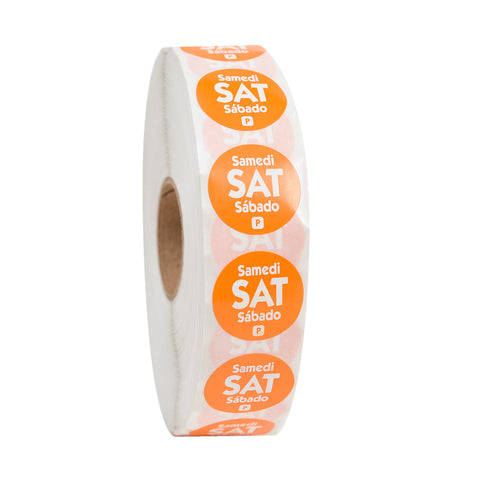 National Checking LABEL TRILINGUAL ORANGE SATURDAY .75