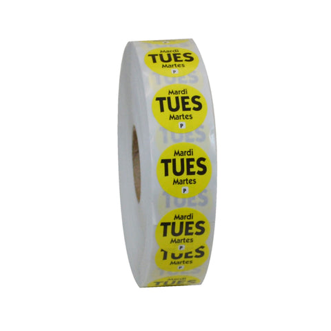 National Checking LABEL CIRCLE PERMANENT TRILINGUAL YELLOW TUESDAY .75″