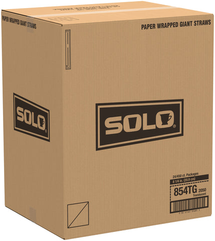 Solo® White STRAW WRAPPED GIANT TRANSLUCENT 8.25