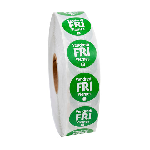 Label Circle Permanent Trilingual Green Friday .75