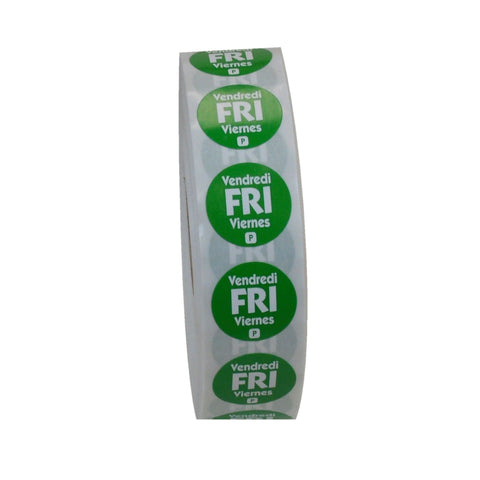 Label Circle Permanent Trilingual Green Friday .75