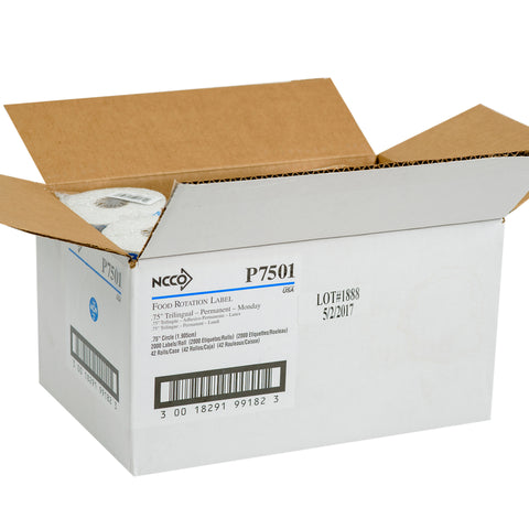 National Checking Company Dateit Blue Trilingual Permanent Label - Monday, 0.75 inch Circle -- 2000 per case.