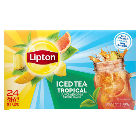 Lipton Tropical Unsweetened Iced Tea Bags, 1 gallon Pack of 24 -- 2 per case