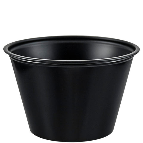 SOLO Cup Company Polystyrene Portion Cups, 4oz, Black, 250/Bag, 10 Bags/Carton