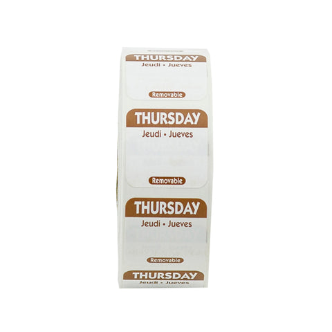 Label Removable Trilingual Brown Thursday 1x1