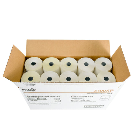 National Checking Company White/Canary Carbonless 2 Ply Register Roll Tape, 3 inch -- 30 per case.