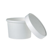 Solo® White CONTAINER PAPER FOOD DOUBLE POLY COMBO W/ LID 8 OZ