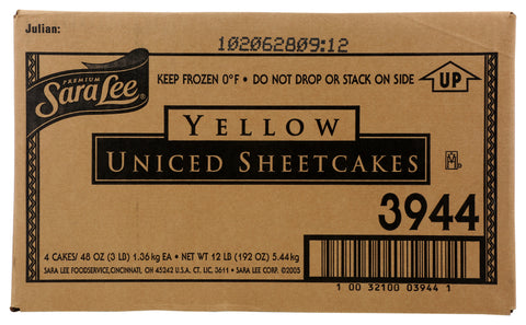 Sara Lee Uniced No Icing Yellow Sheet Cake, 12 x 16 inch -- 4 per case.