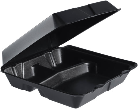 Dart CONTAINER FOAM 3-COMPARTMENT BLACK 9X9X3