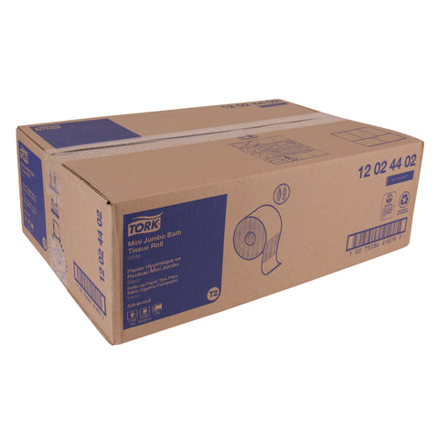 Tissue Bath Mini Jumbo Roll White 2 Ply 7.36