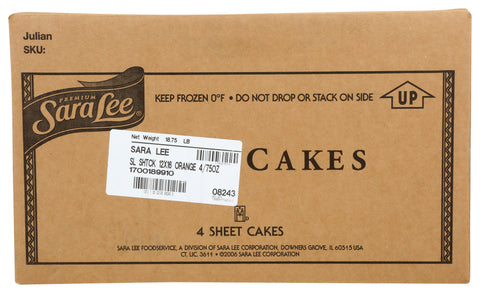 Sara Lee Frozen CAKE ORANGE SHEET ICED 12X16