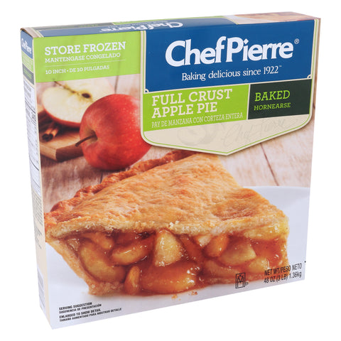 Sara Lee Chef Pierre Pre Baked Apple Full Crust Pie, 10 inch -- 6 per case.