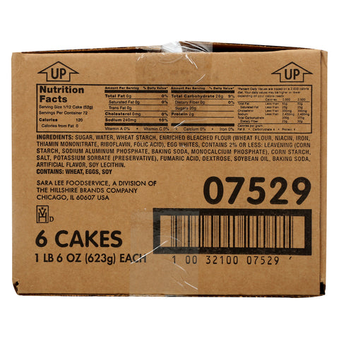 Sara Lee 8 inch Round Angel Food Bundt Cake, 1.375 Pound -- 6 per case